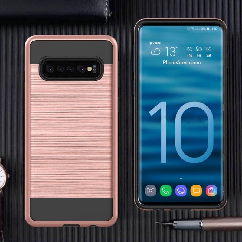 Cover for Samsung Galaxy S10 Plus Sort Børstet Kulfiber