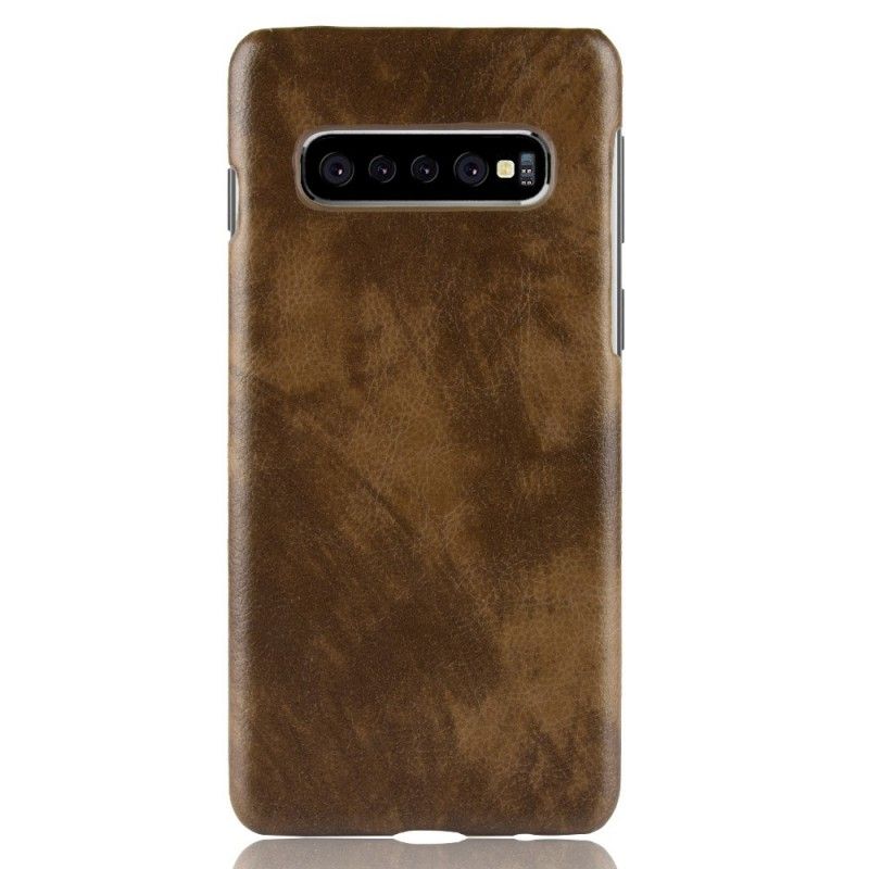 Cover for Samsung Galaxy S10 Plus Sort Lychee-Lædereffekt