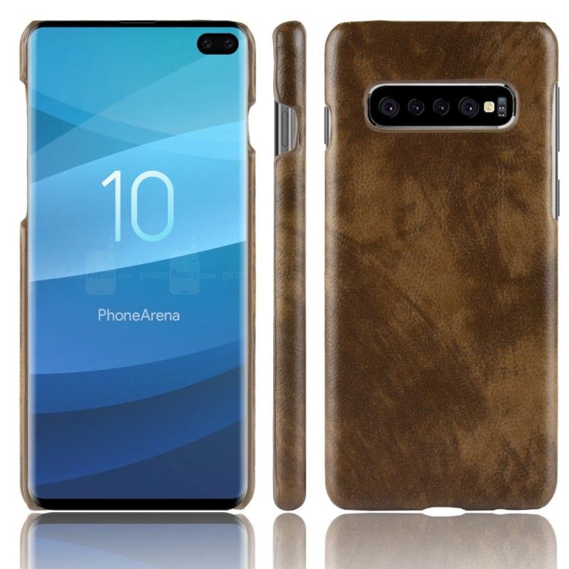 Cover for Samsung Galaxy S10 Plus Sort Lychee-Lædereffekt