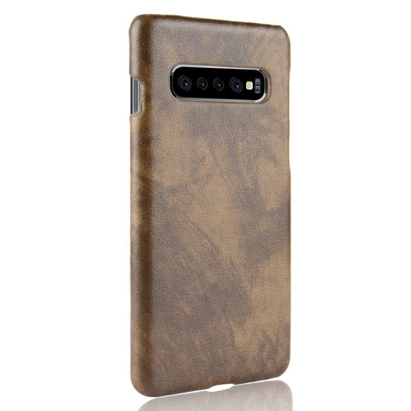 Cover for Samsung Galaxy S10 Plus Sort Lychee-Lædereffekt