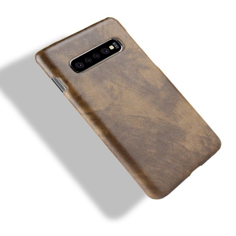 Cover for Samsung Galaxy S10 Plus Sort Lychee-Lædereffekt