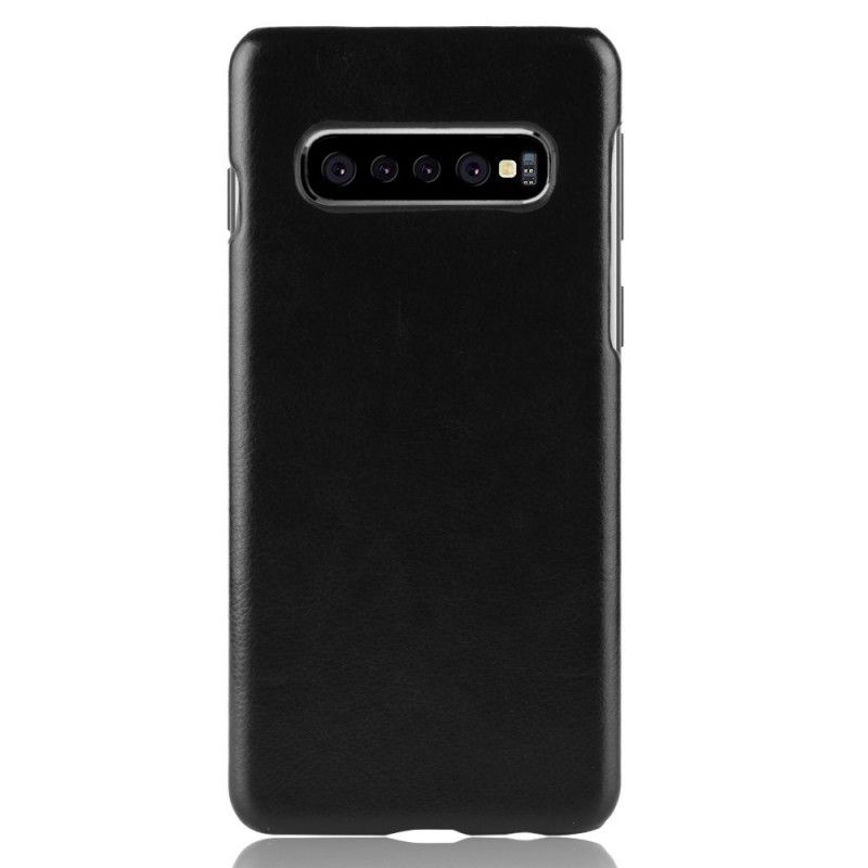 Cover for Samsung Galaxy S10 Plus Sort Lychee-Lædereffekt