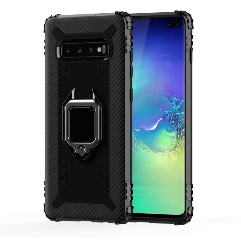 Cover for Samsung Galaxy S10 Plus Sort Ring Og Kulfiber