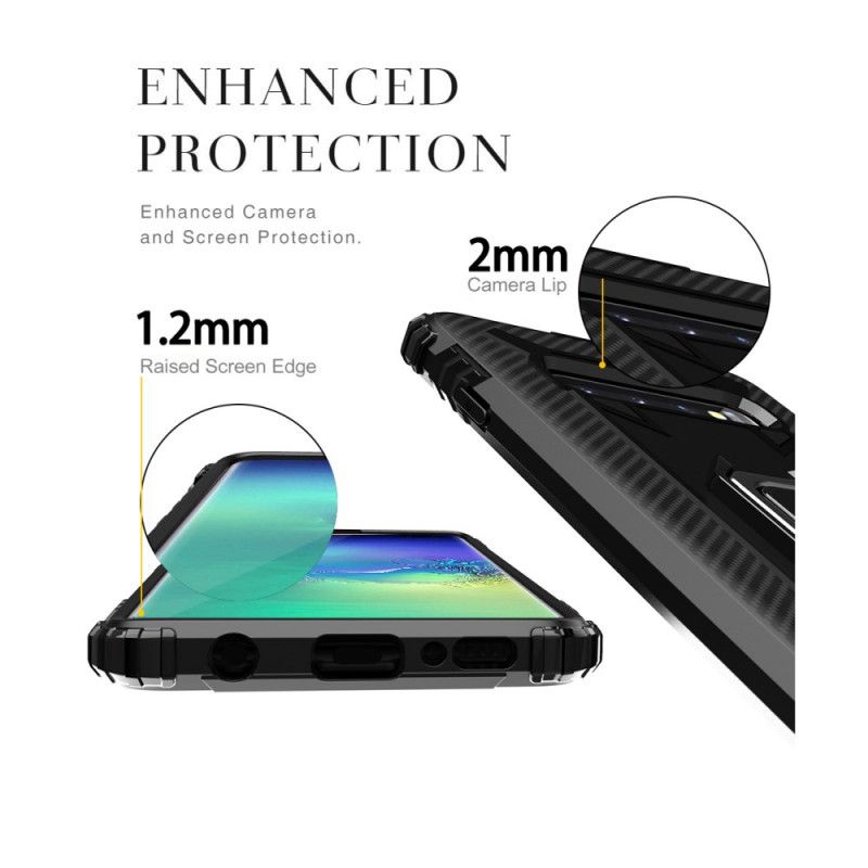 Cover for Samsung Galaxy S10 Plus Sort Ring Og Kulfiber