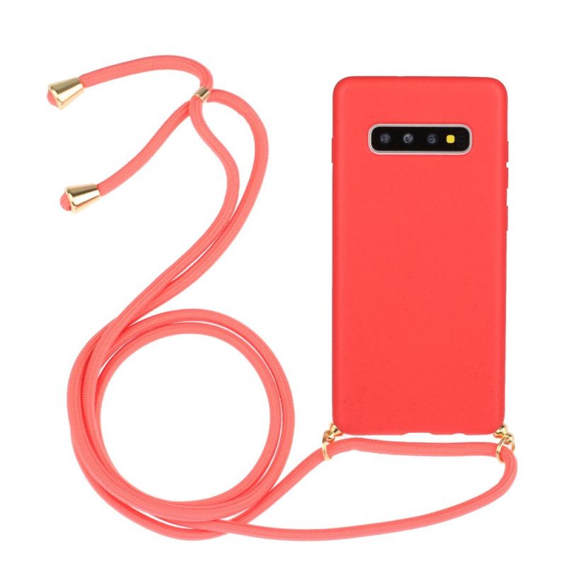 Cover for Samsung Galaxy S10 Plus Sort Silikone Med Farvet Ledning