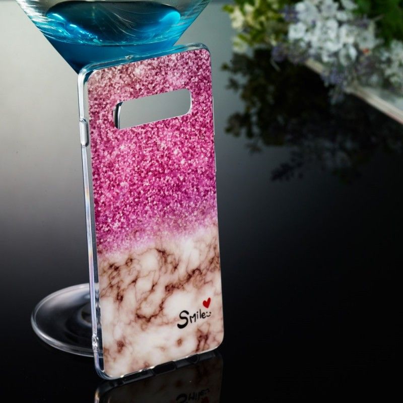 Cover Samsung Galaxy S10 Plus Mobilcover Marmor Glitter Og Smil