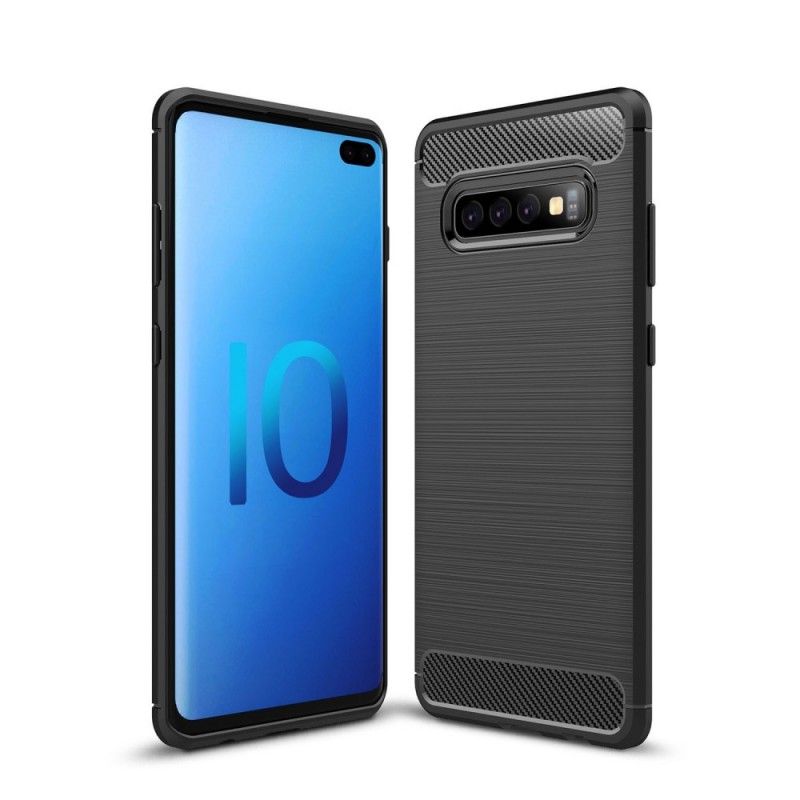 Cover Samsung Galaxy S10 Plus Sort Børstet Kulfiber Original