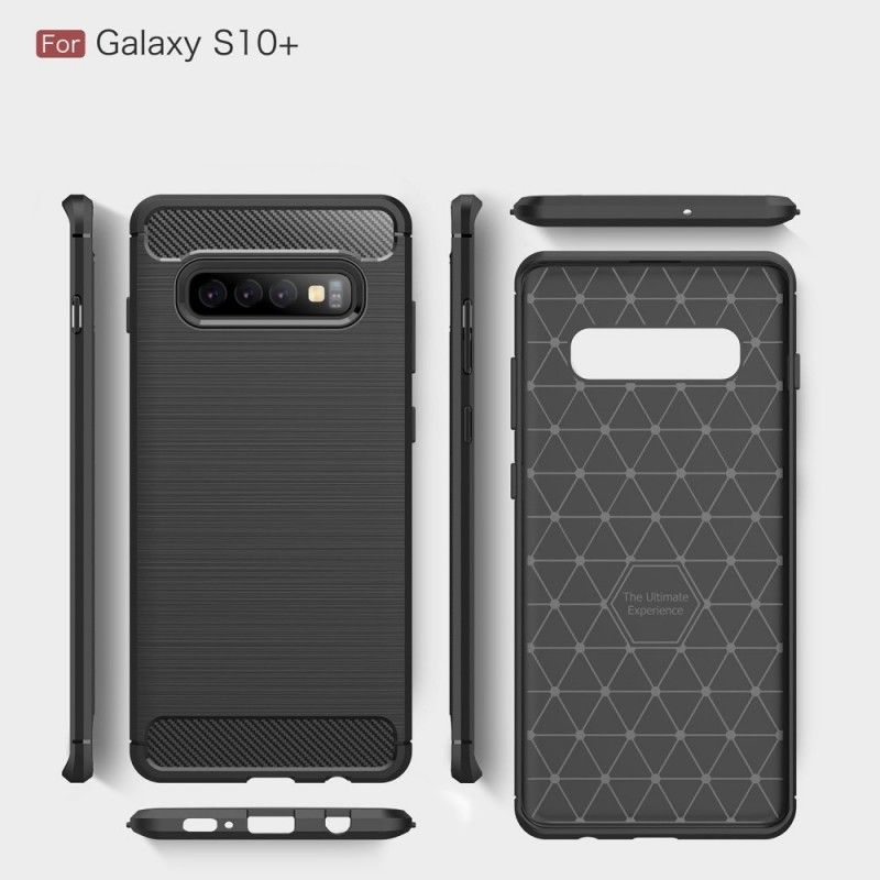 Cover Samsung Galaxy S10 Plus Sort Børstet Kulfiber Original