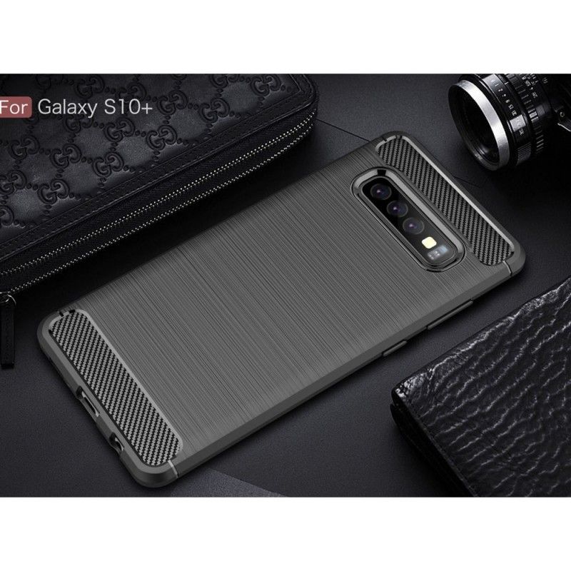 Cover Samsung Galaxy S10 Plus Sort Børstet Kulfiber Original