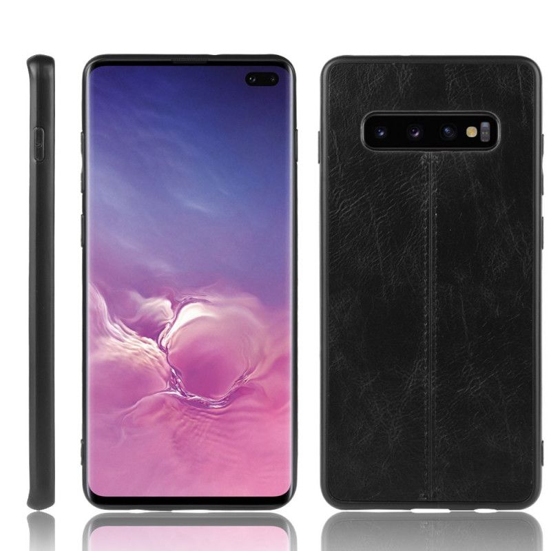 Cover Samsung Galaxy S10 Plus Sort Syet Lædereffekt