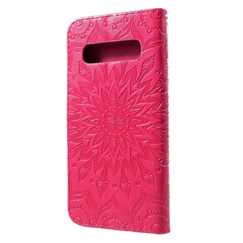 Flip Cover Læder for Samsung Galaxy S10 Plus Solblomst