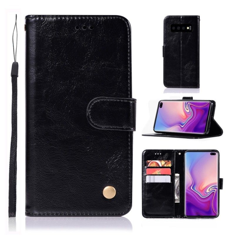 Flip Cover Læder for Samsung Galaxy S10 Plus Vintage Lædereffekt Med Rem