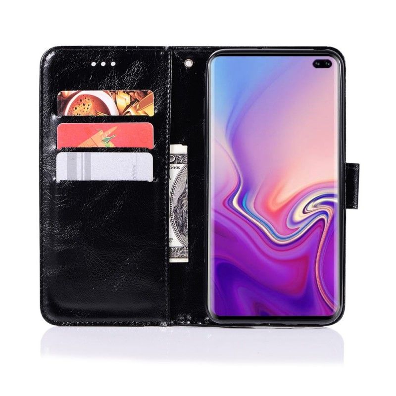 Flip Cover Læder for Samsung Galaxy S10 Plus Vintage Lædereffekt Med Rem