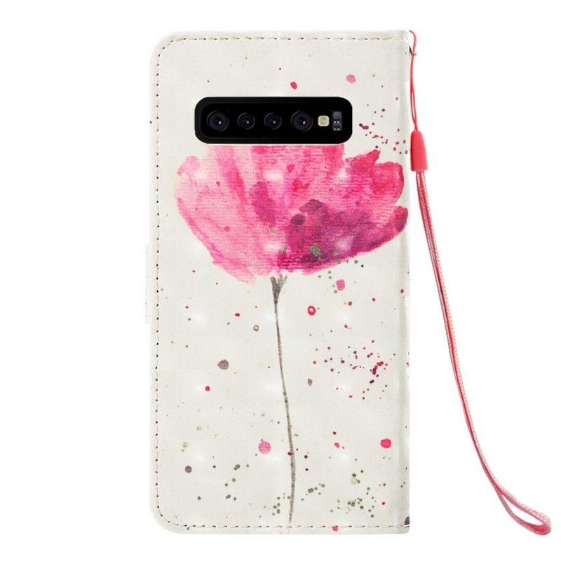 Flip Cover Læder Samsung Galaxy S10 Plus Akvarelvalmue