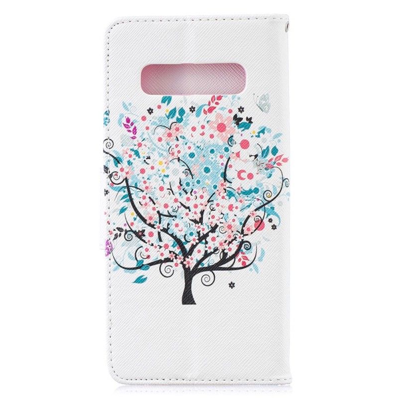 Flip Cover Læder Samsung Galaxy S10 Plus Blomstret Træ