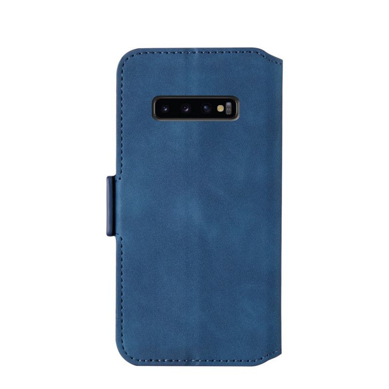 Flip Cover Læder Samsung Galaxy S10 Plus Rød To-Tone Lodret Linje