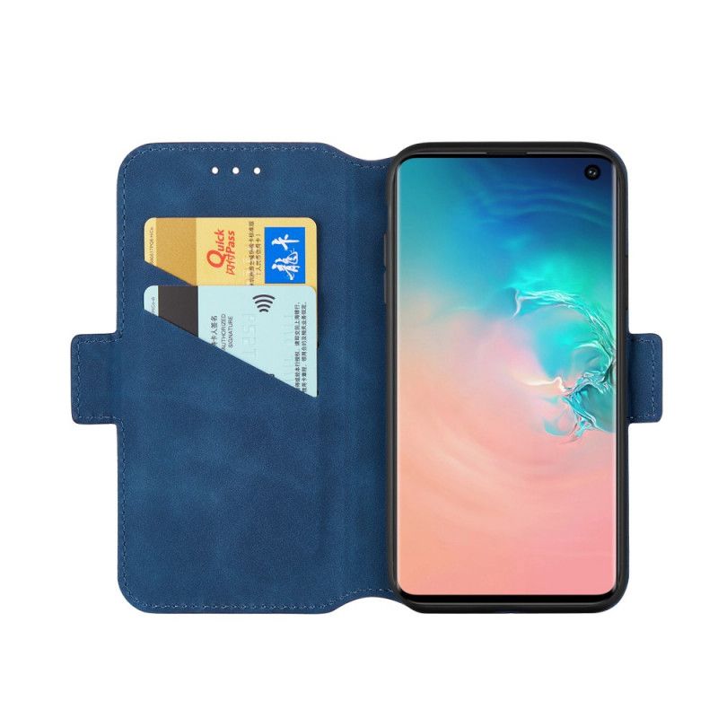 Flip Cover Læder Samsung Galaxy S10 Plus Rød To-Tone Lodret Linje