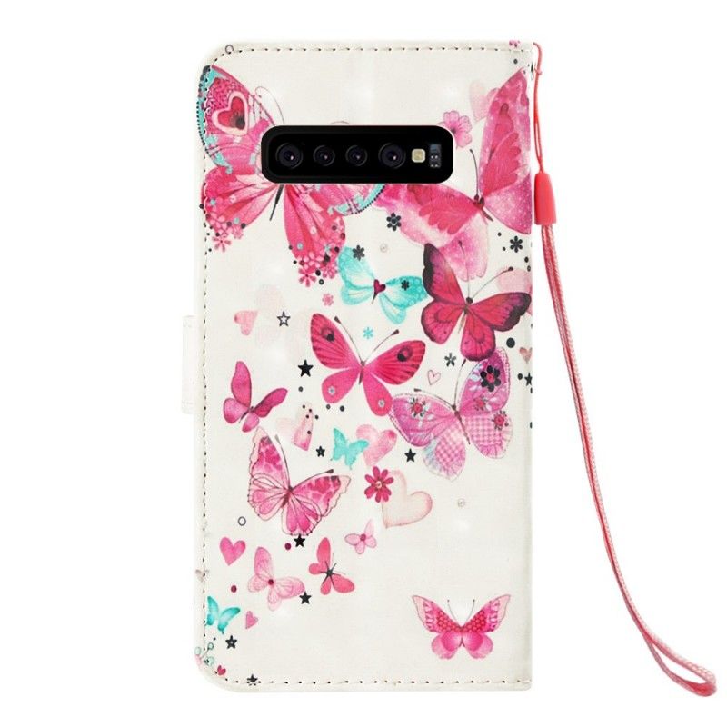 Flip Cover Læder Samsung Galaxy S10 Plus Sommerfuglflyvning Original