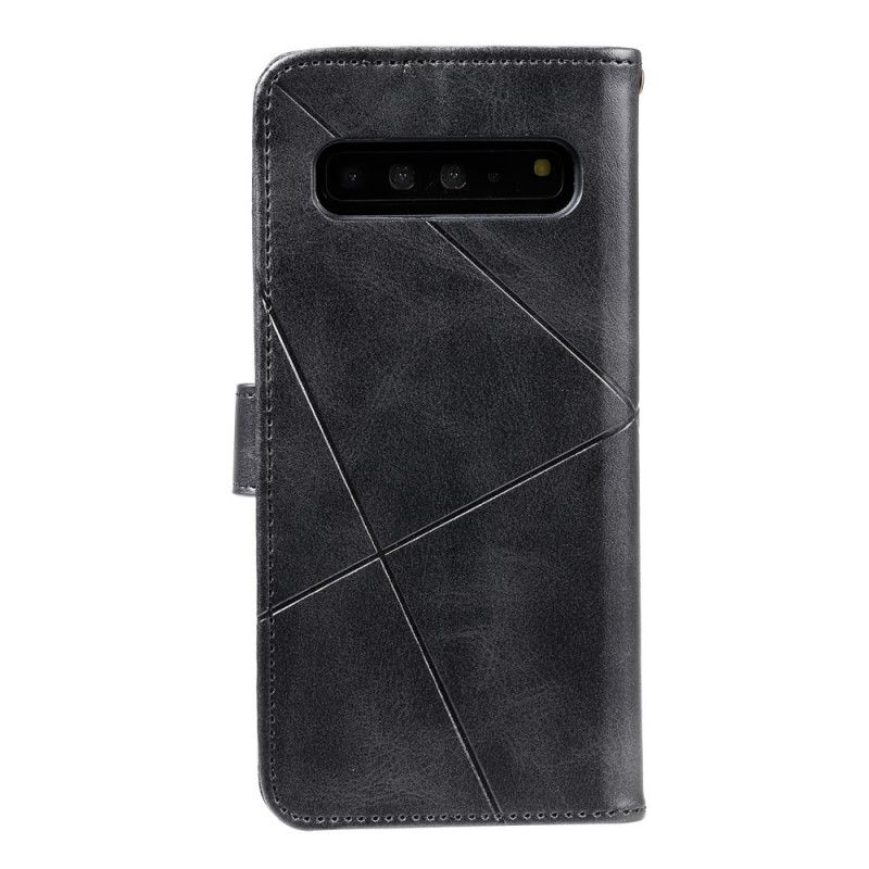 Flip Cover Læder Samsung Galaxy S10 Plus Sort Diamant Imiteret Læder Beskyttelse