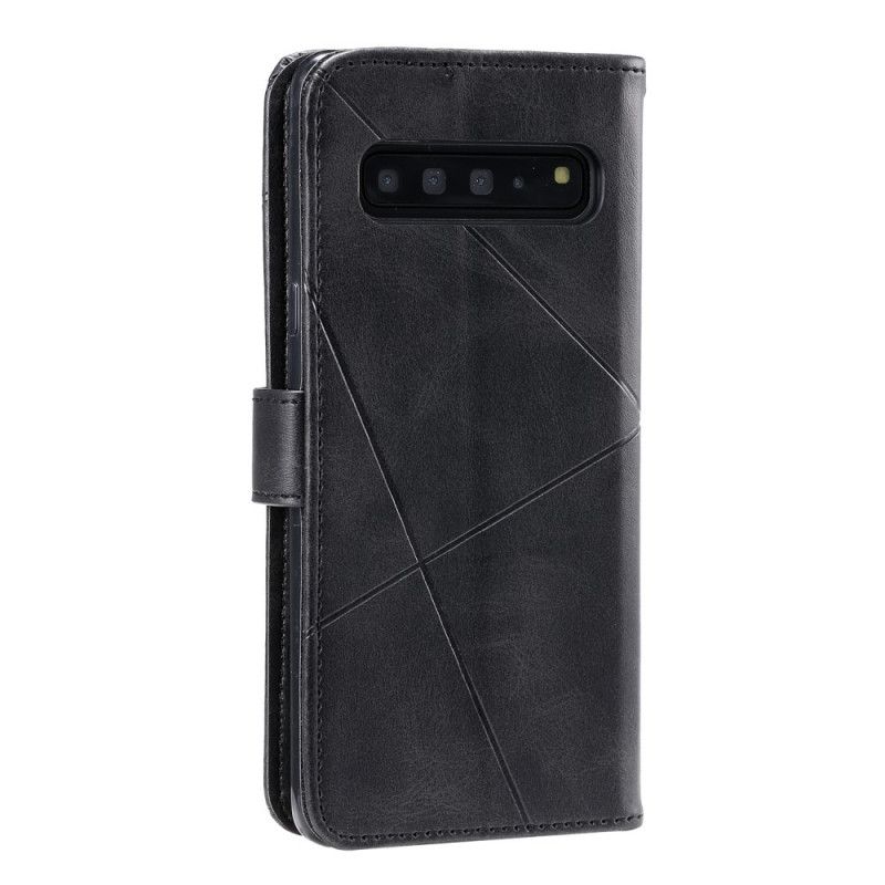 Flip Cover Læder Samsung Galaxy S10 Plus Sort Diamant Imiteret Læder Beskyttelse