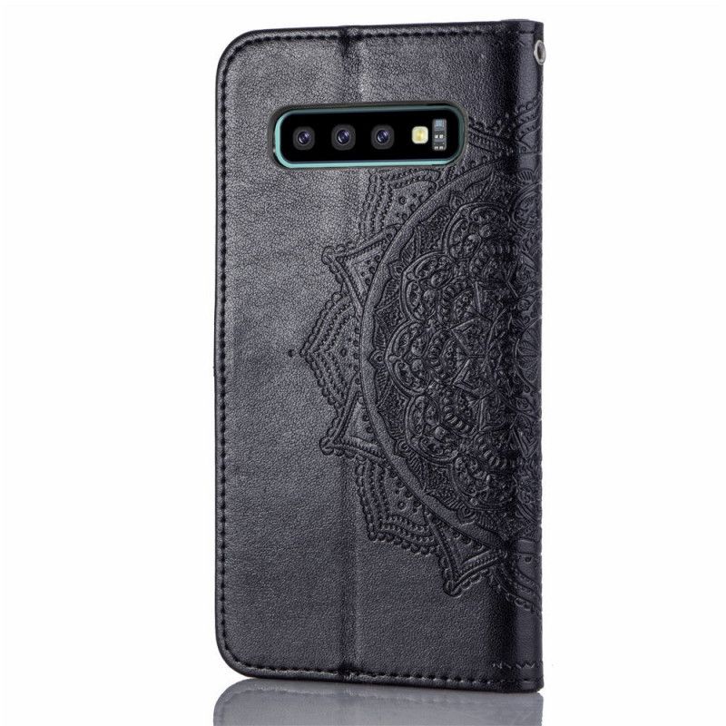 Flip Cover Læder Samsung Galaxy S10 Plus Sort Mandala I Middelalderen Beskyttelse