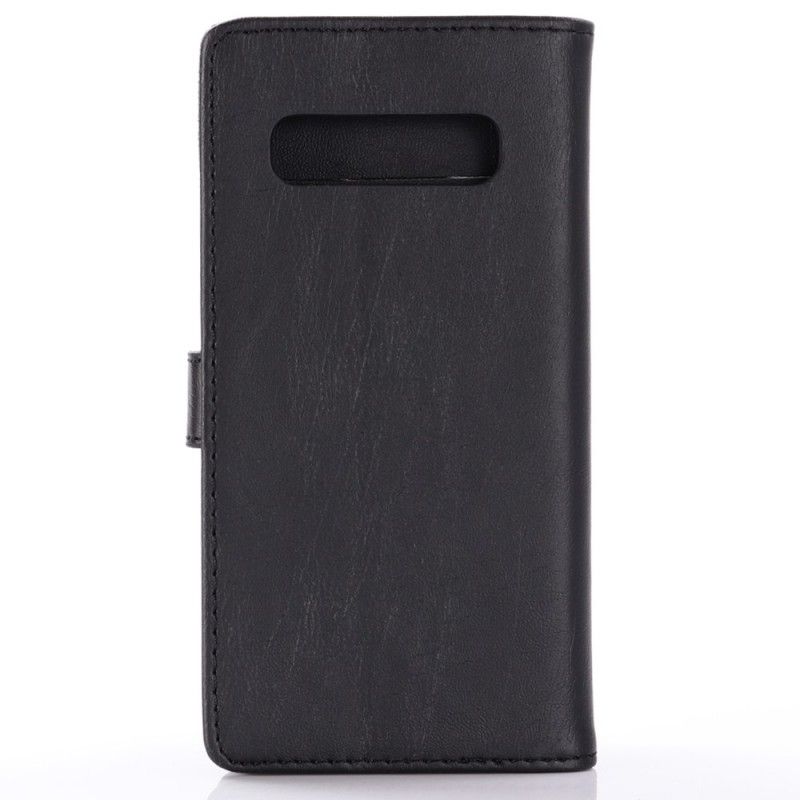 Flip Cover Læder Samsung Galaxy S10 Plus Sort Vintage Kunstlæder