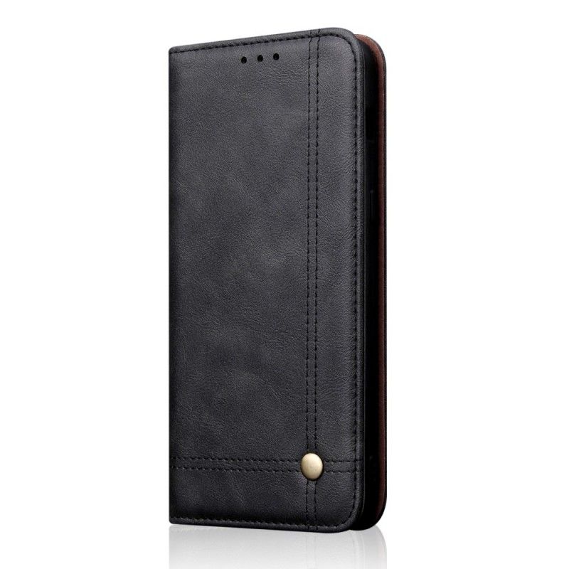 Læder Cover for Samsung Galaxy S10 Plus Sort Syet Lædereffekt