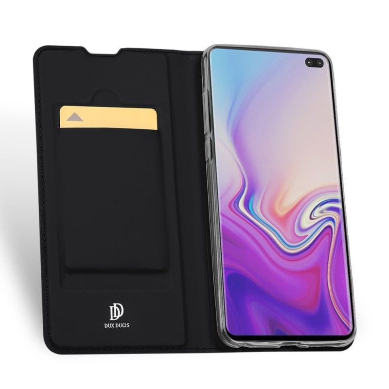 Læder Cover Samsung Galaxy S10 Plus Sort Førsteklasses Serie