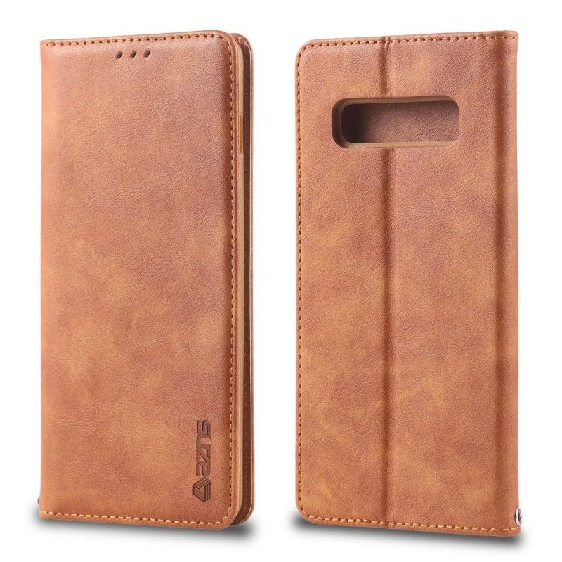 Læder Cover Samsung Galaxy S10 Plus Sort Retro Azns Original