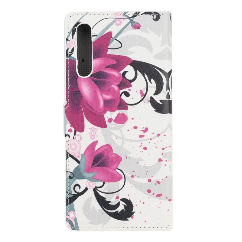 Flip Cover Huawei P Smart S Magenta Mobilcover Tropiske Blomster