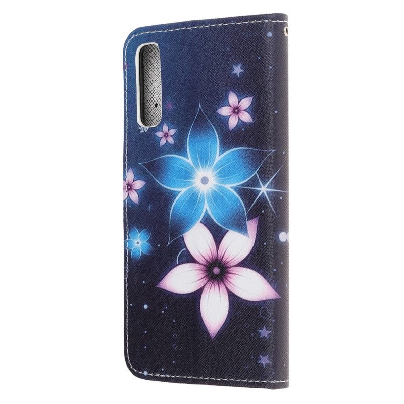 Flip Cover Huawei P Smart S Mobilcover Måneblomster Med Rem