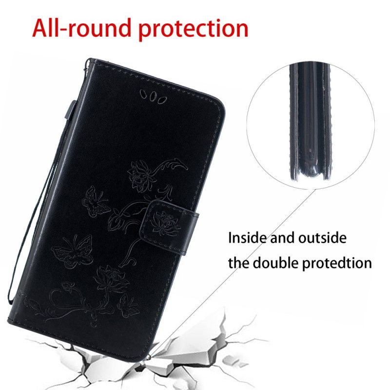 Flip Cover Huawei P Smart S Sort Mobilcover Sommerfugle Og G-Streng