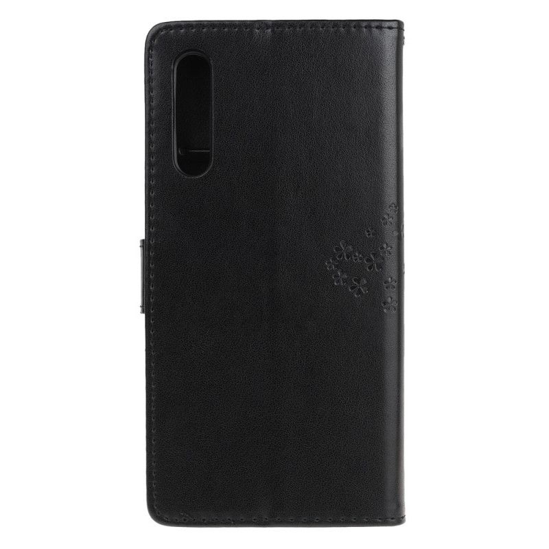 Flip Cover Huawei P Smart S Sort Træ- Og Rem-Ugler