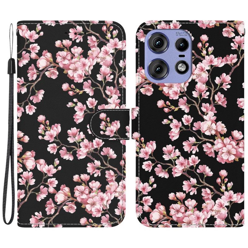 Flip Cover Motorola Edge 50 Pro Blommeblomster Med Rem