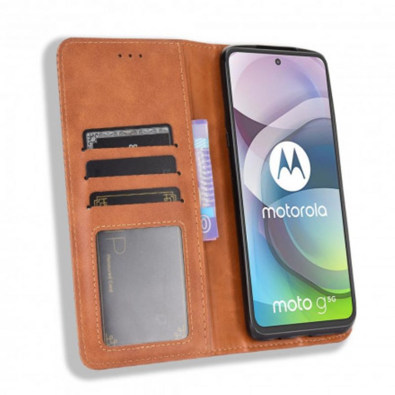 Flip Cover Moto G 5g Stiliseret Vintage Lædereffekt