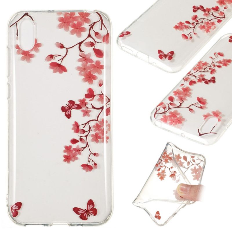 Cover for Huawei Y5 2019 Gennemsigtig Gren Med Sommerfugle