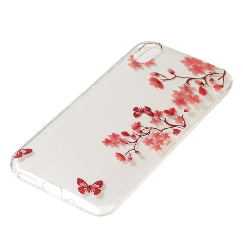 Cover for Huawei Y5 2019 Gennemsigtig Gren Med Sommerfugle