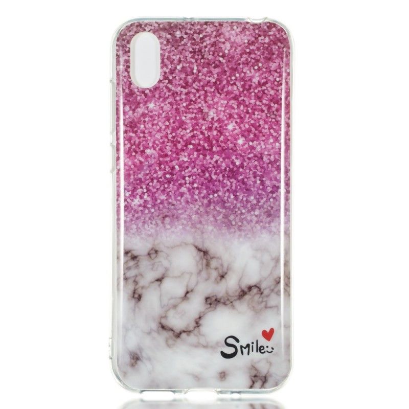 Cover Huawei Y5 2019 Marmor Glitter Og Smil Beskyttelse