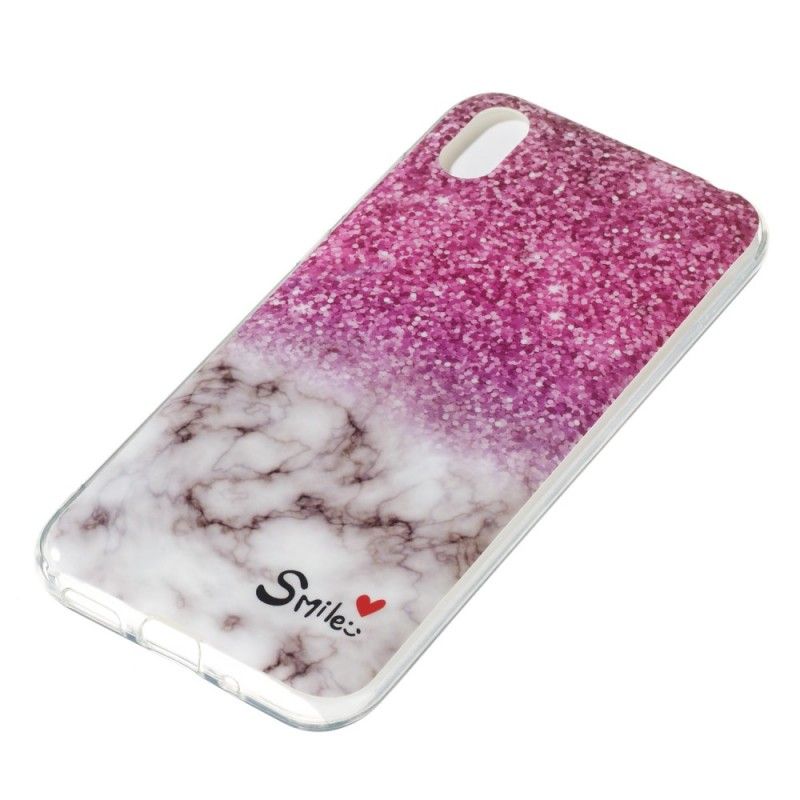 Cover Huawei Y5 2019 Marmor Glitter Og Smil Beskyttelse