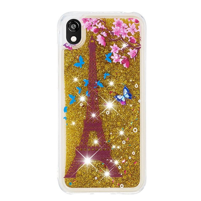 Cover Huawei Y5 2019 Mobilcover Blomst Eiffeltårnet Glitter