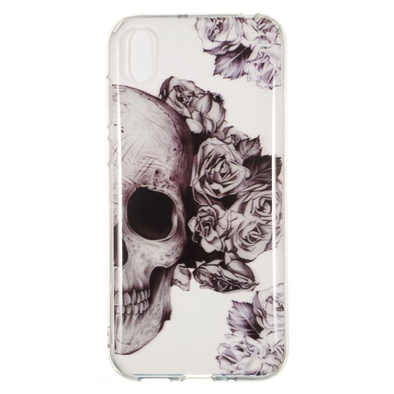 Cover Huawei Y5 2019 Mobilcover Gennemsigtig Blomstret Kranium