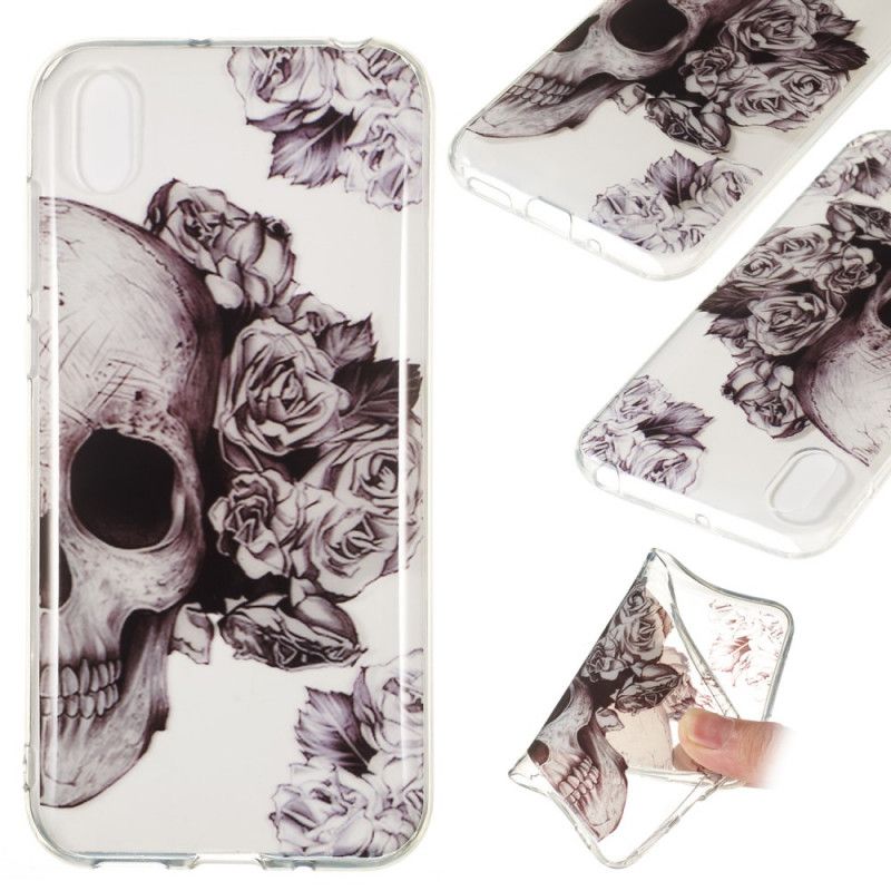 Cover Huawei Y5 2019 Mobilcover Gennemsigtig Blomstret Kranium