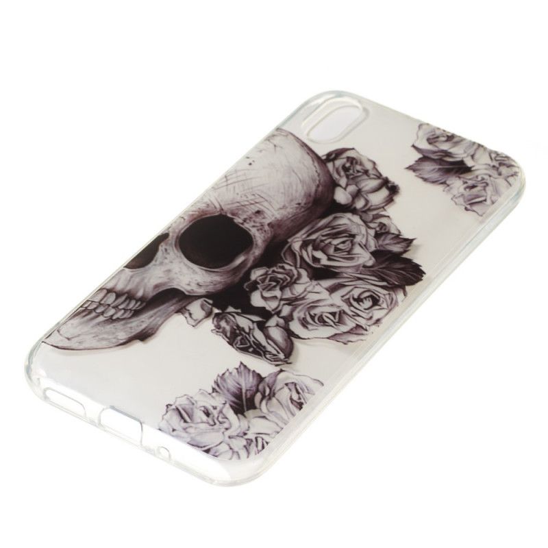 Cover Huawei Y5 2019 Mobilcover Gennemsigtig Blomstret Kranium