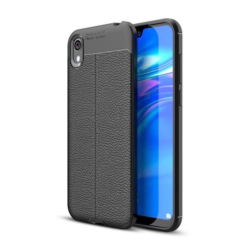 Cover Huawei Y5 2019 Sort Dobbelt Line Lychee Læder Effekt