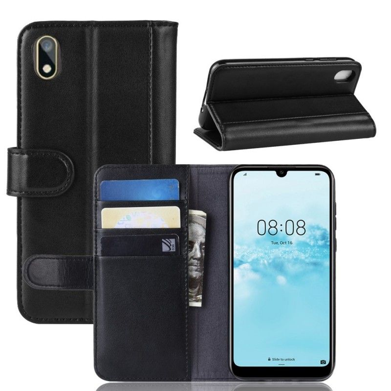 Flip Cover Huawei Y5 2019 Sort Delt Læder