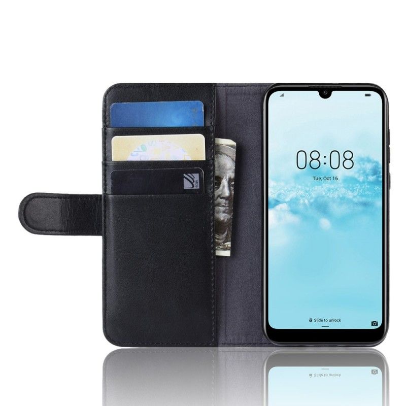 Flip Cover Huawei Y5 2019 Sort Delt Læder