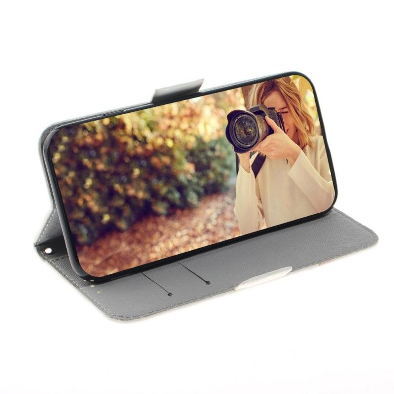 Flip Cover Læder for Huawei Y5 2019 Blomstrende Gren Med Rem