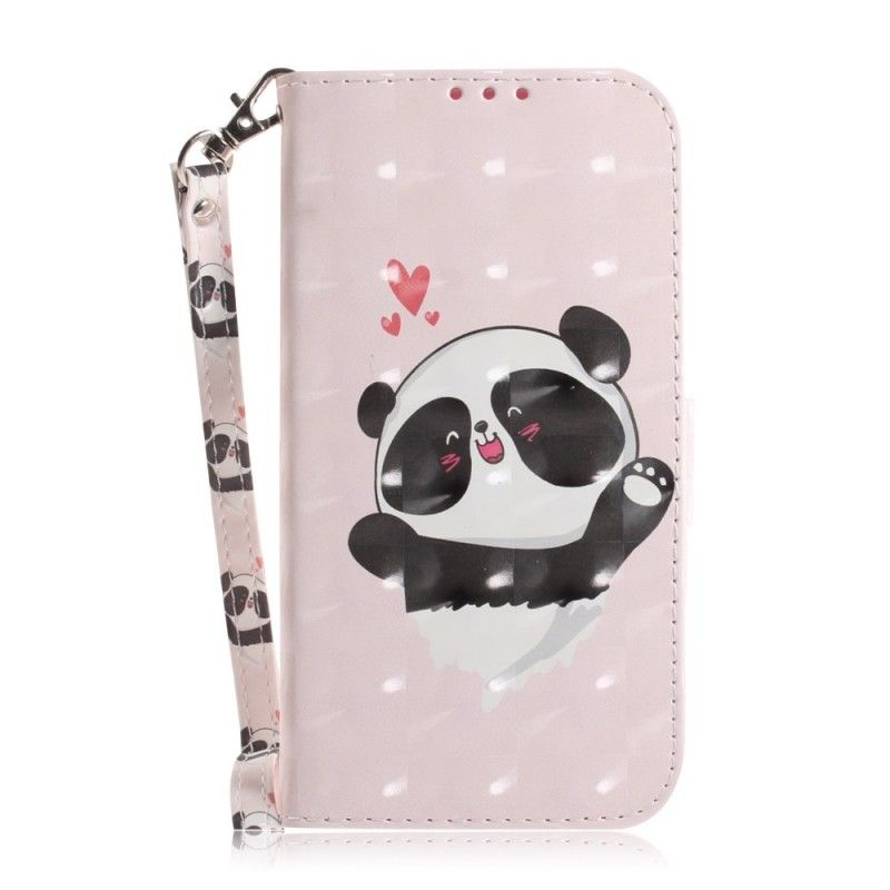 Flip Cover Læder for Huawei Y5 2019 Pandakærlighed Med Rem