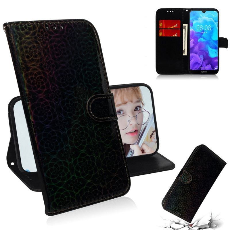 Flip Cover Læder for Huawei Y5 2019 Sort Ren Farve