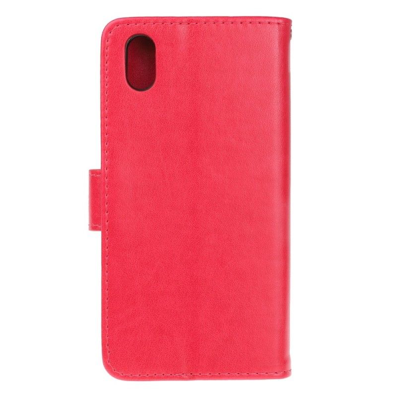 Flip Cover Læder for Huawei Y5 2019 Sort Sommerfugle Og Tanga Blomster